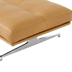 Inland AV32 Fotpall, Noble Konjak Läder / Polerad Aluminium