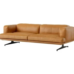 &Tradition 3-Sitssoffor-Inland AV23 3-sitssoffa, Noble Konjak Läder / Polerad Aluminium