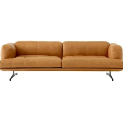 &Tradition 3-Sitssoffor-Inland AV23 3-sitssoffa, Noble Konjak Läder / Polerad Aluminium