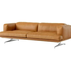 &Tradition 3-Sitssoffor-Inland AV23 3-sitssoffa, Noble Konjak Läder / Polerad Aluminium