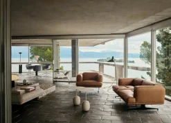 &Tradition 3-Sitssoffor-Inland AV23 3-sitssoffa, Noble Konjak Läder / Polerad Aluminium