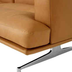 &Tradition 3-Sitssoffor-Inland AV23 3-sitssoffa, Noble Konjak Läder / Polerad Aluminium