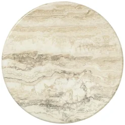 GUBI Soffbord-IOI Sidobord Ø50 cm, Travertin / Svart