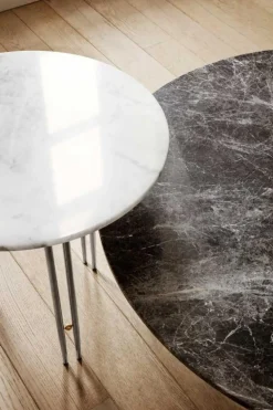 IOI Soffbord Svart / Mässing / Vit Marmor, Ø50 cm