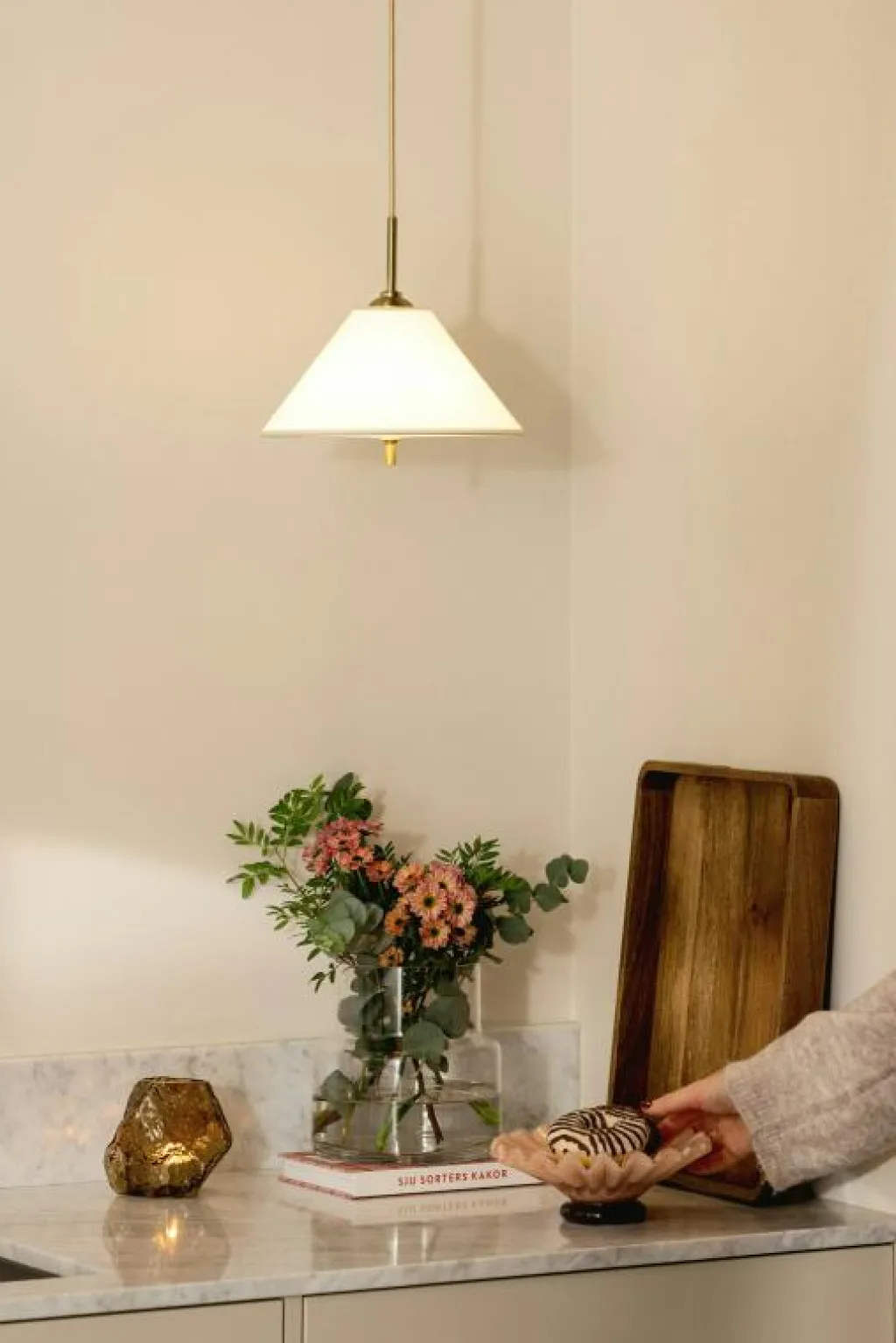 Globen Lighting Pendellampor-Iris 25 Pendel, Creme