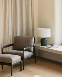 Ethnicraft Fotpallar-Jack Fotpall, Mahogny / Svart Läder