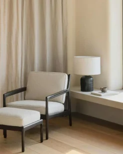 Ethnicraft Fotpallar-Jack Fotpall, Mahogny / Svart Läder