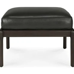 Ethnicraft Fotpallar-Jack Fotpall, Mahogny / Svart Läder