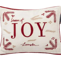 Lexington Prydnadskuddar & Fodral-Joy Organic Cotton Velvet Kudde 30x40 cm, Snow White / Röd / Beige