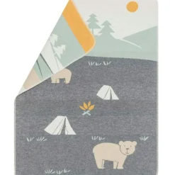 Barn David Fussenegger Barnfiltar-Juwel Babyfilt 70x90 cm Bears on Camping, Grå