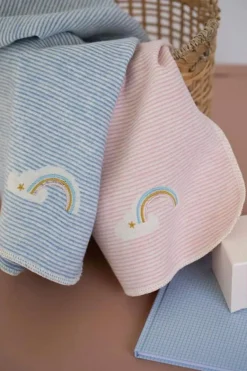 Juwel Babyfilt 70x90 cm Stripes/Rainbow, Rosa