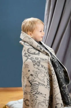 Juwel Barnfilt 100x140 cm Safari Animals, Beige / Grå