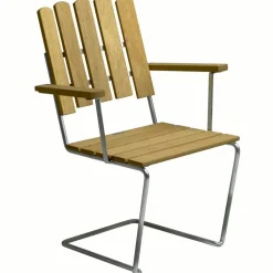 Grythyttan stålmöbler Trädgårdsstolar-Karmstol A2, Obehandlad Teak / Varmförzinkat Stål