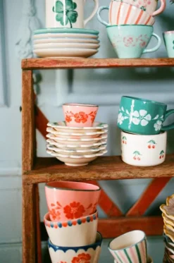 Keramikkopp Oval 30 cl, Orange Flower Vine