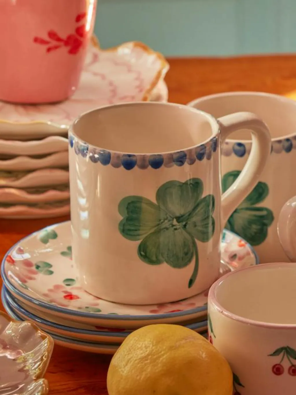 RICE Kaffekoppar-Keramikmugg 42 cl, Good Luck Clover