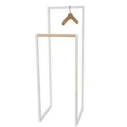 Klädhängare 3 Mässing/Läder, Vit
