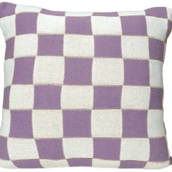 Knitted Check Kuddfodral 50x50 cm, Lilac