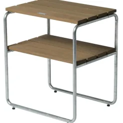 L45 Sidobord, Vitlackad Ek / Varmförzinkat Stål