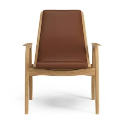 Swedese Fåtöljer-Laminett Fåtölj Läder, Vitpigmenterad Lackad ek / Mörkbrun