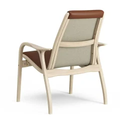 Swedese Fåtöljer-Laminett Fåtölj Läder, Vitpigmenterad Lackad ek / Mörkbrun