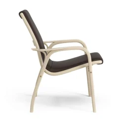 Swedese Fåtöljer-Laminett Fåtölj Läder, Vitpigmenterad Lackad ek / Mörkbrun