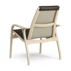 Swedese Fåtöljer-Laminett Fåtölj Läder, Vitpigmenterad Lackad ek / Mörkbrun