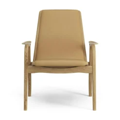 Swedese Fåtöljer-Laminett Fåtölj Läder, Vitpigmenterad Lackad ek / Mörkbrun