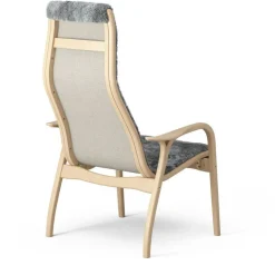 Swedese Fåtöljer-Lamino Fåtölj Med Fotpall Fårskinn, Scandinavian Grey / Lackad Bok