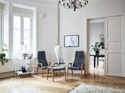 Lamino Fåtölj Med Fotpall Fårskinn, Sahara / Oljad Ek