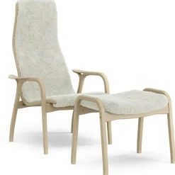 Swedese Fåtöljer-Lamino Fåtölj Med Fotpall, Naturlackerad Bok / Fårskinn