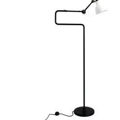 DCWéditions Läslampor|Golvlampor-Lampe Gras N°411 Golvlampa, Svart / Frostat Glas