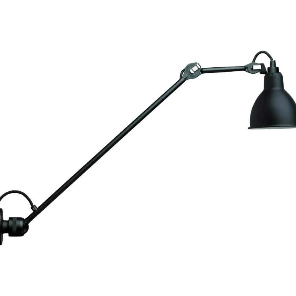 Lampe Gras N°304 Vägglampa L60, Svart / Frostat Glas