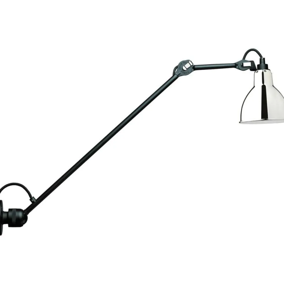 Lampe Gras N°304 Vägglampa L60, Svart / Frostat Glas