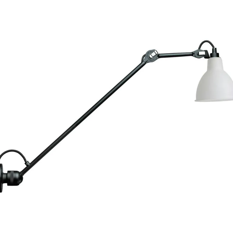 Lampe Gras N°304 Vägglampa L60, Svart / Frostat Glas