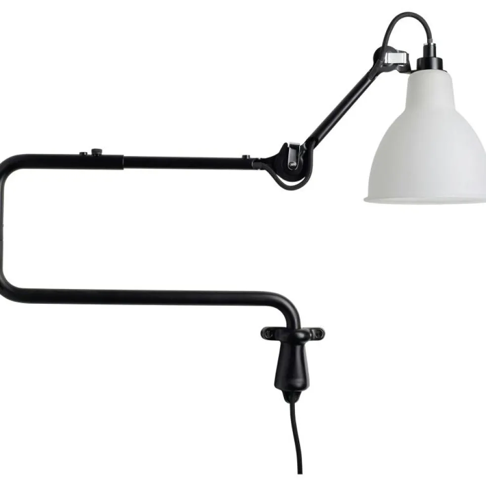 Lampe Gras N°303 Vägglampa, Svart / Frostat Glas