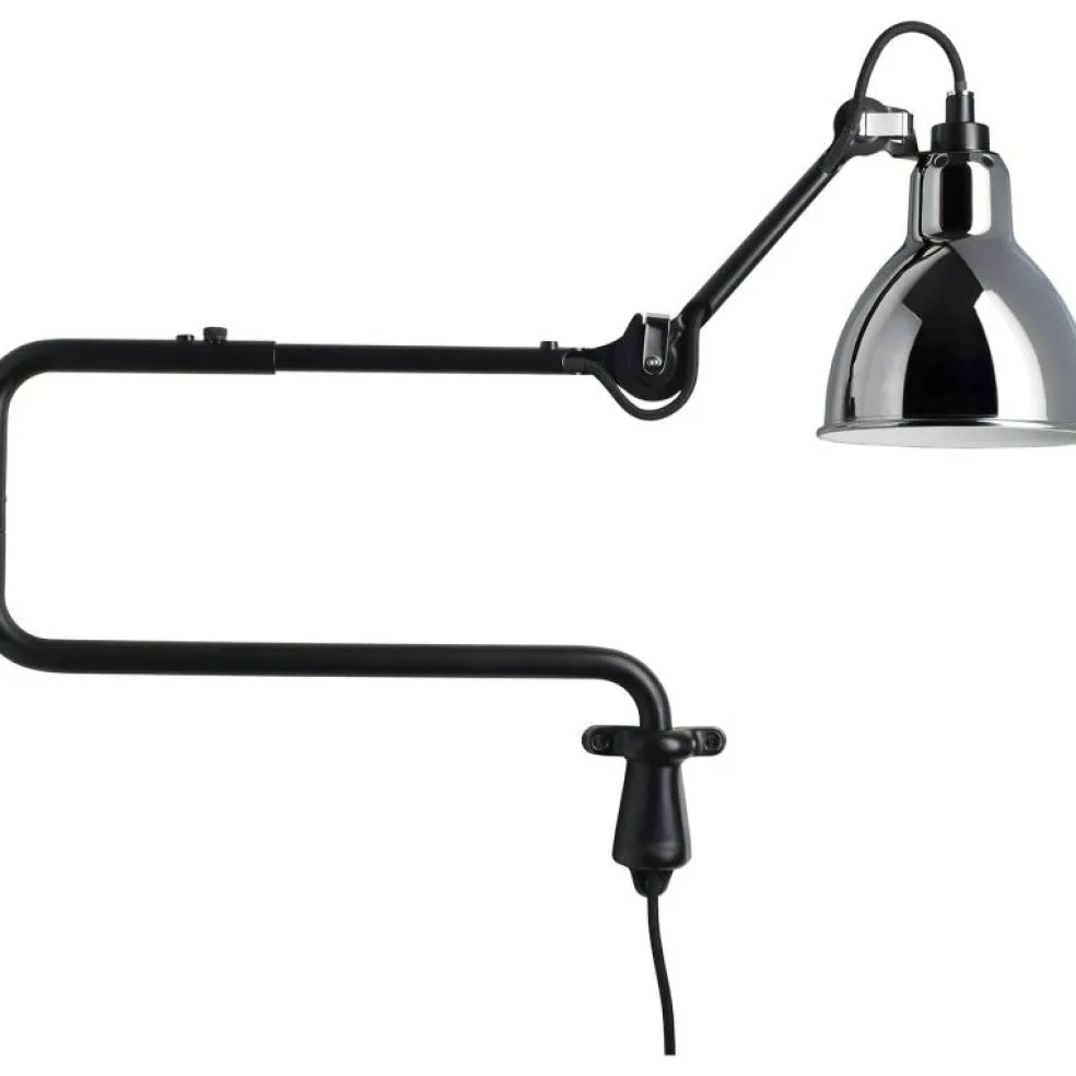 Lampe Gras N°303 Vägglampa, Svart / Frostat Glas