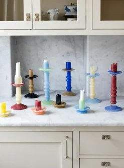 Lara Ljusstake 9 cm, Svart / Beige