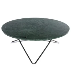 Large O Table Soffbord Ø100 cm, Svart/Grön marmor