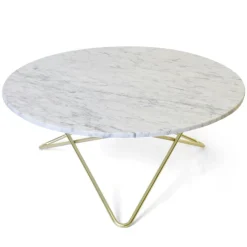 OX Denmarq Soffbord-Large O Table Soffbord Ø100 cm, Mässing/Grön marmor