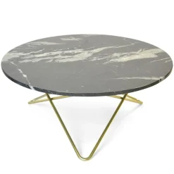 OX Denmarq Soffbord-Large O Table Soffbord Ø100 cm, Mässing/Grön marmor