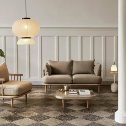 &Tradition Sidobord & Avlastningsbord|Soffbord-Lato LN8 Bord 40 cm, Lackerad Ek / Crema Diva Marble