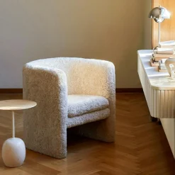 &Tradition Sidobord & Avlastningsbord|Soffbord-Lato LN8 Bord 40 cm, Lackerad Ek / Crema Diva Marble