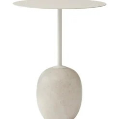 &Tradition Sidobord & Avlastningsbord|Soffbord-Lato LN8 Bord 40 cm, Lackerad Ek / Crema Diva Marble