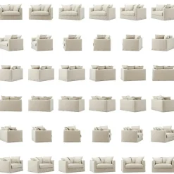 Decotique Fåtöljer-Le Grand Air Love Seat Linne, Creamy White