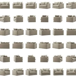 Decotique Fåtöljer-Le Grand Air Love Seat Linne, Creamy White