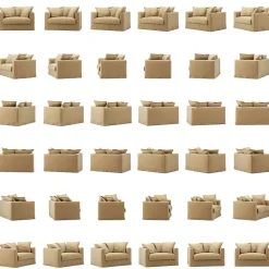 Decotique Fåtöljer-Le Grand Air Love Seat Linne, Creamy White