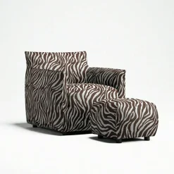 Le Petite Sittpuff Zebra, Brun / Vit