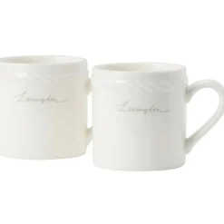 Lexington Porcelain Espressomugg 5 cm 2-pack, Vit / Mörkblå