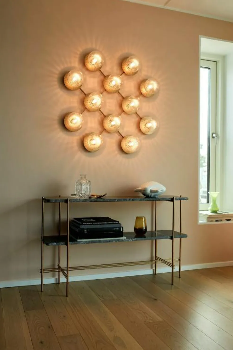 Liila 12 Vägg-/Taklampa, Nordic Gold / Opal