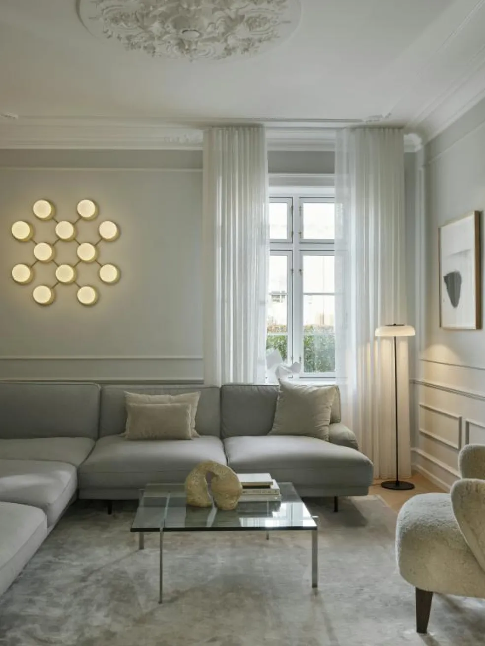 Liila 12 Vägg-/Taklampa, Nordic Gold / Opal